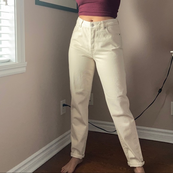 Cream 100% cotton high waisted jeans - Picture 6 of 7